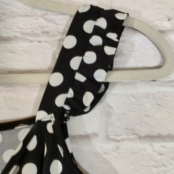 A Vero Moda Women's Black White Polka Dot Ruched Cut Out Tie Mini Dress NWT S - Picture 6 of 13